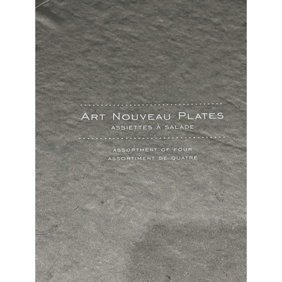 ART NOUVEAU Set of 4 Salad Plates POTTERY BARN Dragonfly Peacock Doves Butterfly - Picture 8 of 9